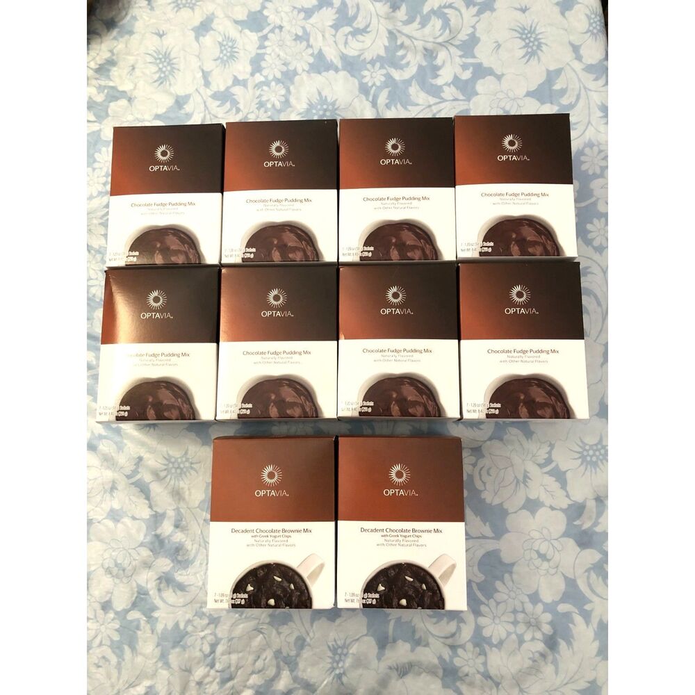 OPTAVIA Fuelings Lot 10 Boxes Chocolate Fudge Pudding Mix Decadent Brownie 2027